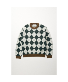 [British Sporting Club] Argyle pattern hairy sweater_AHWAW24751GRD