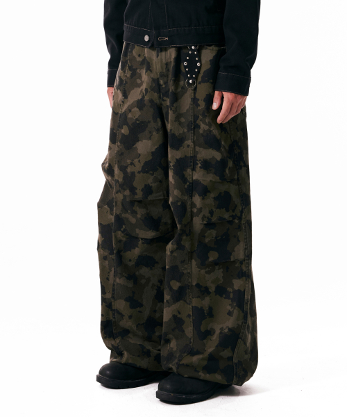 パンツ AAKAM Knee Pin-tuck Camouflage Pants 아캄(AAKAM) Knee Pin-tuck Camouflage Twill Pants (Khaki) - 사이즈