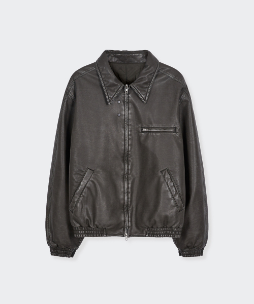 Кожаный бомбер Insert в цвете Charcoal Brown
