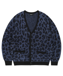 LEOPARD HAIRY KNIT CARDIGAN NAVY(MG2EFMK692A)