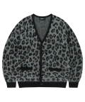 LEOPARD HAIRY KNIT CARDIGAN CHARCOAL(MG2EFMK692A)