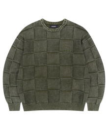 PIGMENT CHECKERBOARD KNIT SWEATER KHAKI(MG2EFMK600A)