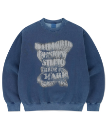 GRUNGE SLOGAN PIGMENT SWEATSHIRT BLUE(MG2EFMM451A)