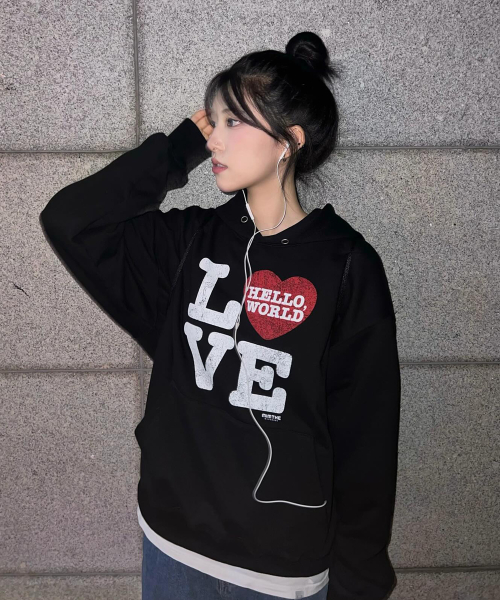 Худи LOVE Hello World, Black