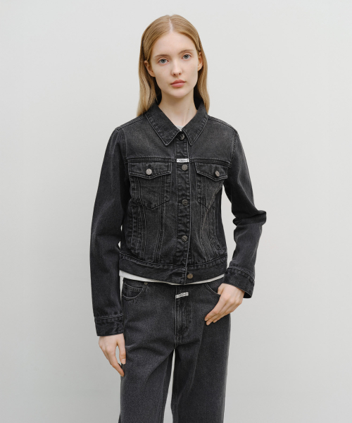 W DENIM TRUCKER JACKET black