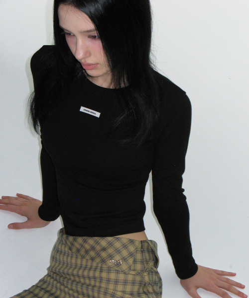 MUSINSA | CRANK Crew neck basic long sleeve top_black