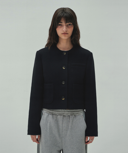 WOOLLY NO COLLAR JACKET (black)