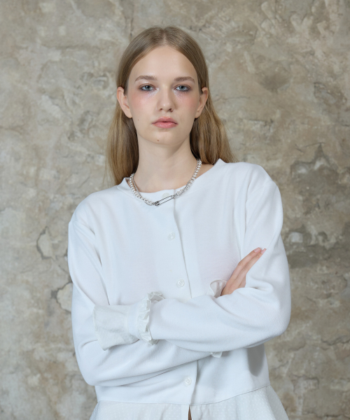 L13 FRILL CARDIGAN(WHITE)