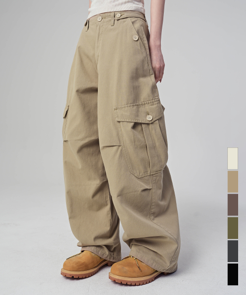 Enter Wide Cargo Cotton Pants - 6COL