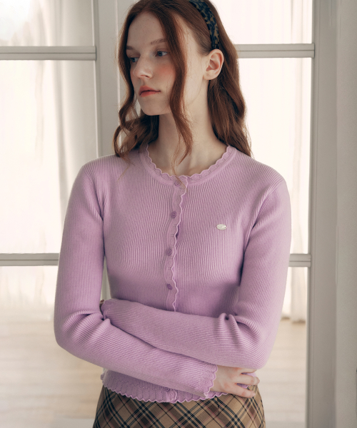 SCALLOP LACE POINT CARDIGAN PURPLE