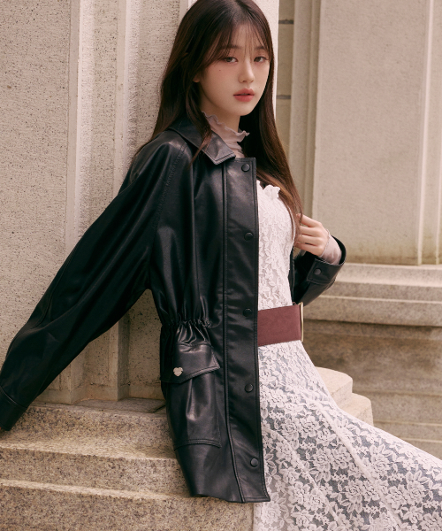 Кожаный жакет с карманом LEATHER POCKET JACKET BLACK