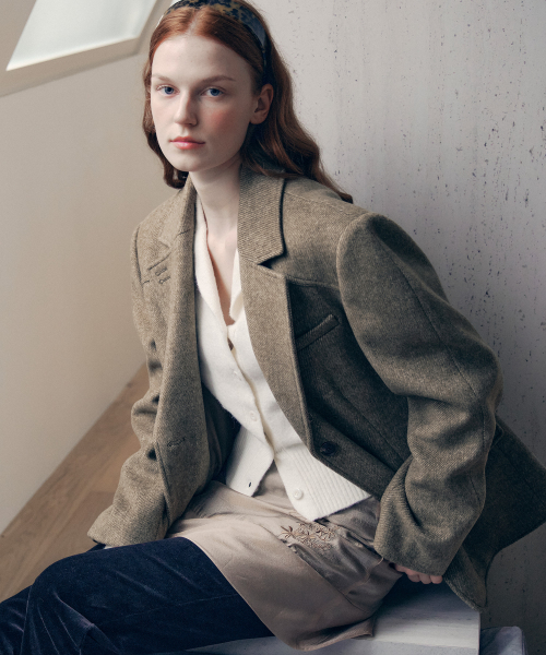 WOOL BLENDED CLASSIC JACKET KHAKI