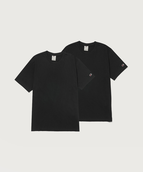 베이직 반팔 티셔츠 2팩 Black/Black
