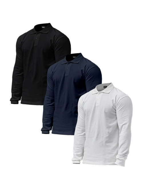 [2PACK] Хлопковое поло с длинным рукавом muscle fit (3 colors)
