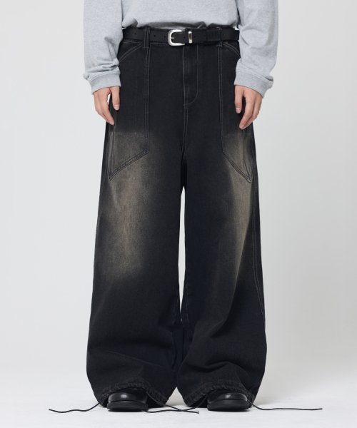 Широкие джинсы с большими карманами (Black)