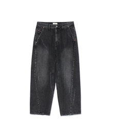 TWIST WIDE DENIM PANTS Black