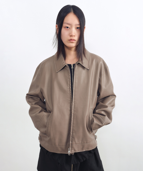 Кожаная куртка пигментного окрашивания BEIGE