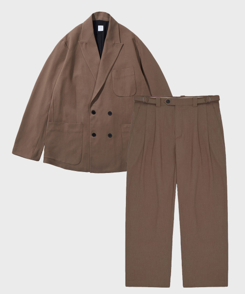 Двубортный костюм из шерсти Classic Wool Blend_Brown