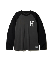 H LOGO RAGLAN LONG SLEEVE [CHARCOAL/BLACK]