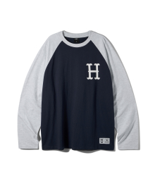 H LOGO RAGLAN LONG SLEEVE [NAVY/WHITE MELANGE]