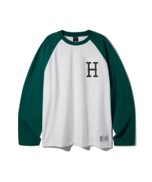 H LOGO RAGLAN LONG SLEEVE [WHITE/GREEN]