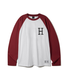 H LOGO RAGLAN LONG SLEEVE [WHITE/BURGUNDY]