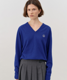 UNISEX CLASSIC V-NECK SWEATER BLUE_UDSW4C108B2