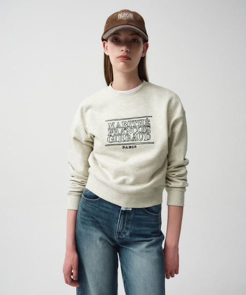 W DOODLE CLASSIC LOGO CROP SWEATSHIRT oatmeal
