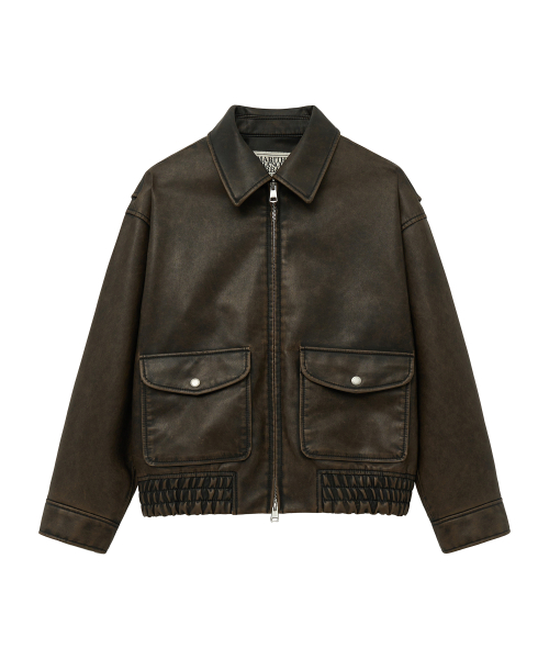 VINTAGE WASHED LEATHER BLOUSON brown