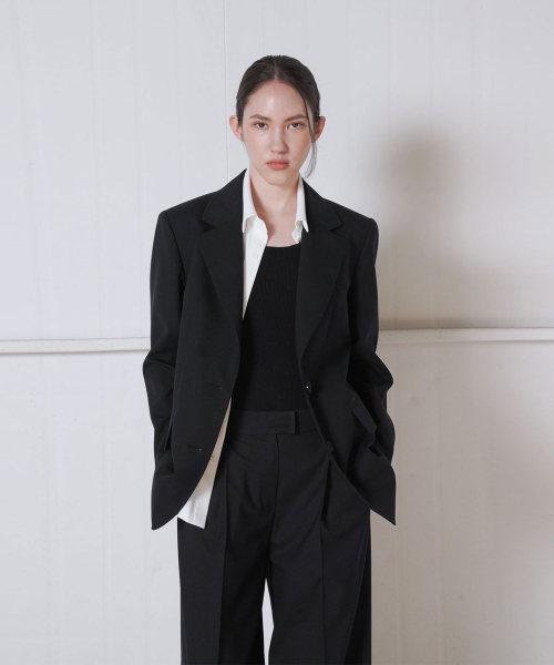 WOOL BLEND DETACHABLE SHIRTS JACKET_BLACK