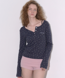 Flower Pattern Top - Navy