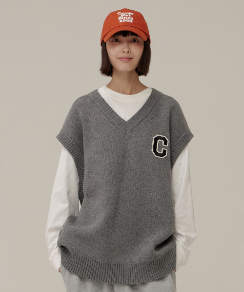 Вязаный жилет с вышивкой Middle C Logo, Melange Gray