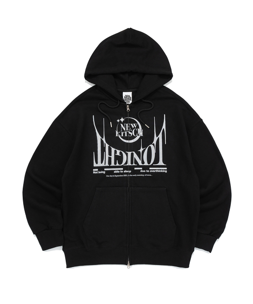 TONIGHT MOON GRAPHIC HOOD ZIP-UP (BLACK)