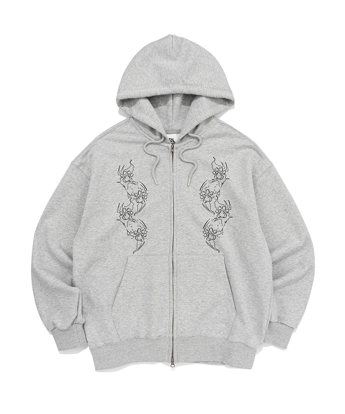 CAT FOOTPRINT GRAPHIC HOOD ZIP-UP (MELANGE)