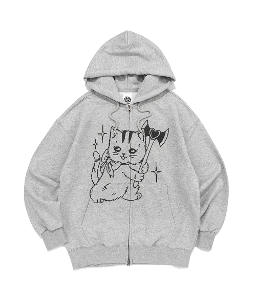 KILLING TIME CAT HOOD ZIP-UP (MELANGE)