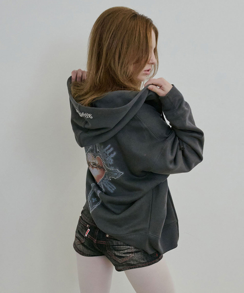 스컬프터(SCULPTOR) Beaded Saint Hoodie Zip-Up Charcoal - 사이즈