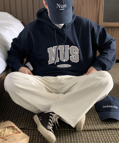 Huke Nus Logo Hoodie Navy Navy