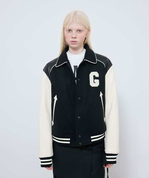 【GRAILZ】ELDERLY COUPLE VARSITY JACKET [BLACK] 그레일즈(GRAILZ) ELDERLY COUPLE VARSITY JACKET [BLACK