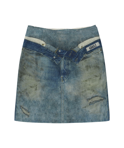 【GRAILZ】ILLUSION DENIM SKIRT Levi's Denim Paneled Midi Skirt – La Garçonne