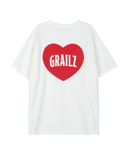 ★GRAILZ★ DOUBLE HEART TSHIRTS WHITE 그레일즈(GRAILZ) DOUBLE HEART T-SHIRTS [WHITE] - 사이즈