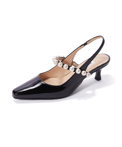 Pearl Slingback [Black Patent]