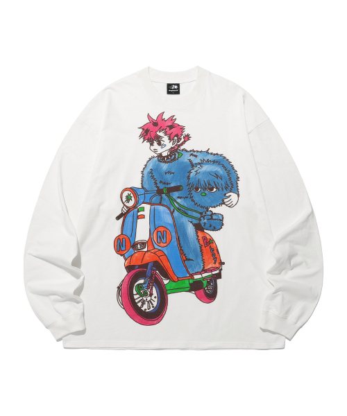 Tシャツ・カットソー [NICEGHOSTCLUB]MOTORCYCLE BLUE BOY BIG BIG TEE_WHITE(NG2FM blue boy big big tee[white] - niceghostclub