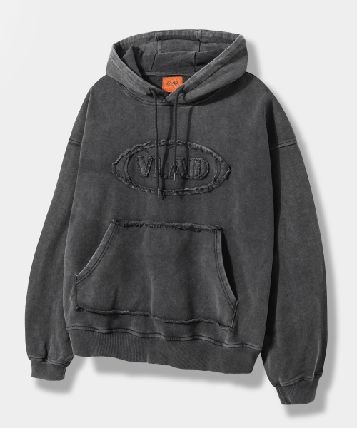 VLAD CUT-OFF APPLIQUE HOODED T-SHIRT_CHARCOAL