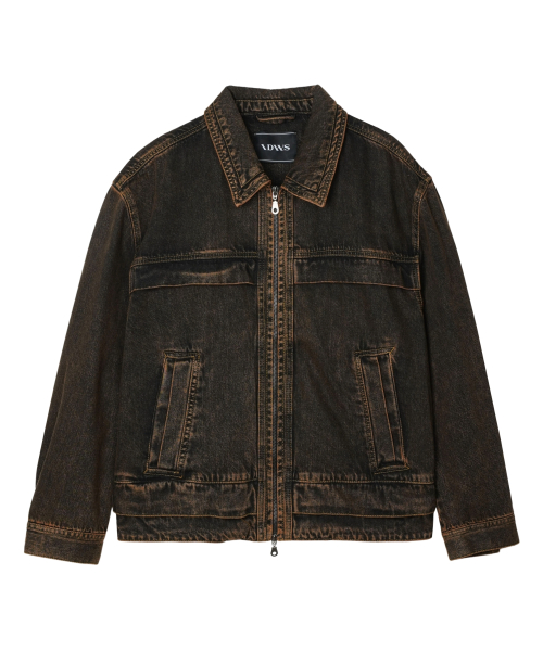 아이돈워너셀() Overlap Denim Zip Up Jacket Brown 상품 이미지