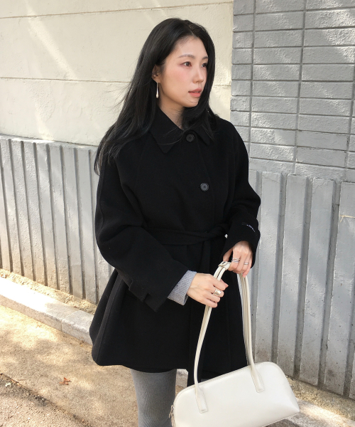 룩캐스트 리앤 울 핸드메이드 하프 코트_블랙 / LEANNE WOOL HANDMADE HALF COAT_BLACK