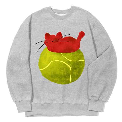 어썸어스(AWESOMEUS) RED CAT ON THE TENNIS BALL SWEAT SHIRTS_3 COLOR - 사이즈 & 후기 | 무신사