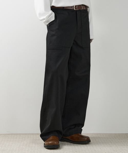 MUSINSA | DRAW FIT Wide Fatigue Chino Pants [BLACK]
