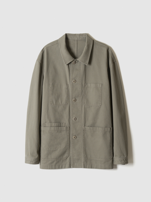 WASHED FRENCH WORK JACKET BEIGE KHAKI