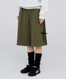 [레이 착용] W Ribbon Tape Bermuda Shorts - Khaki