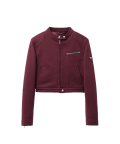 W Biker Jersey Jacket - Burgundy